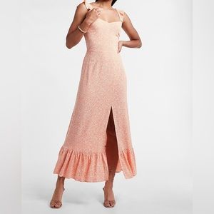 Express Printed Ruffle Strap Smocked Back Maxi Dress